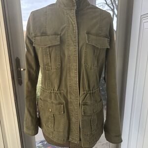 Lucky Brand Jacket Womens L Olive Green Military Fatigue Cargo Utility Coat